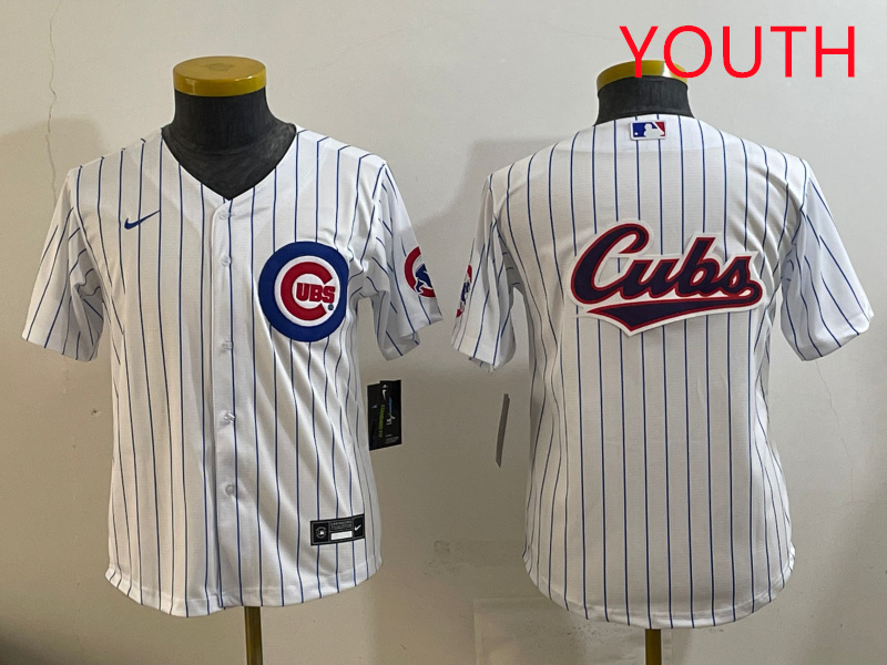 Youth Chicago Cubs blank white  MLB 2025 jersey style 6->youth mlb jersey->Youth Jersey